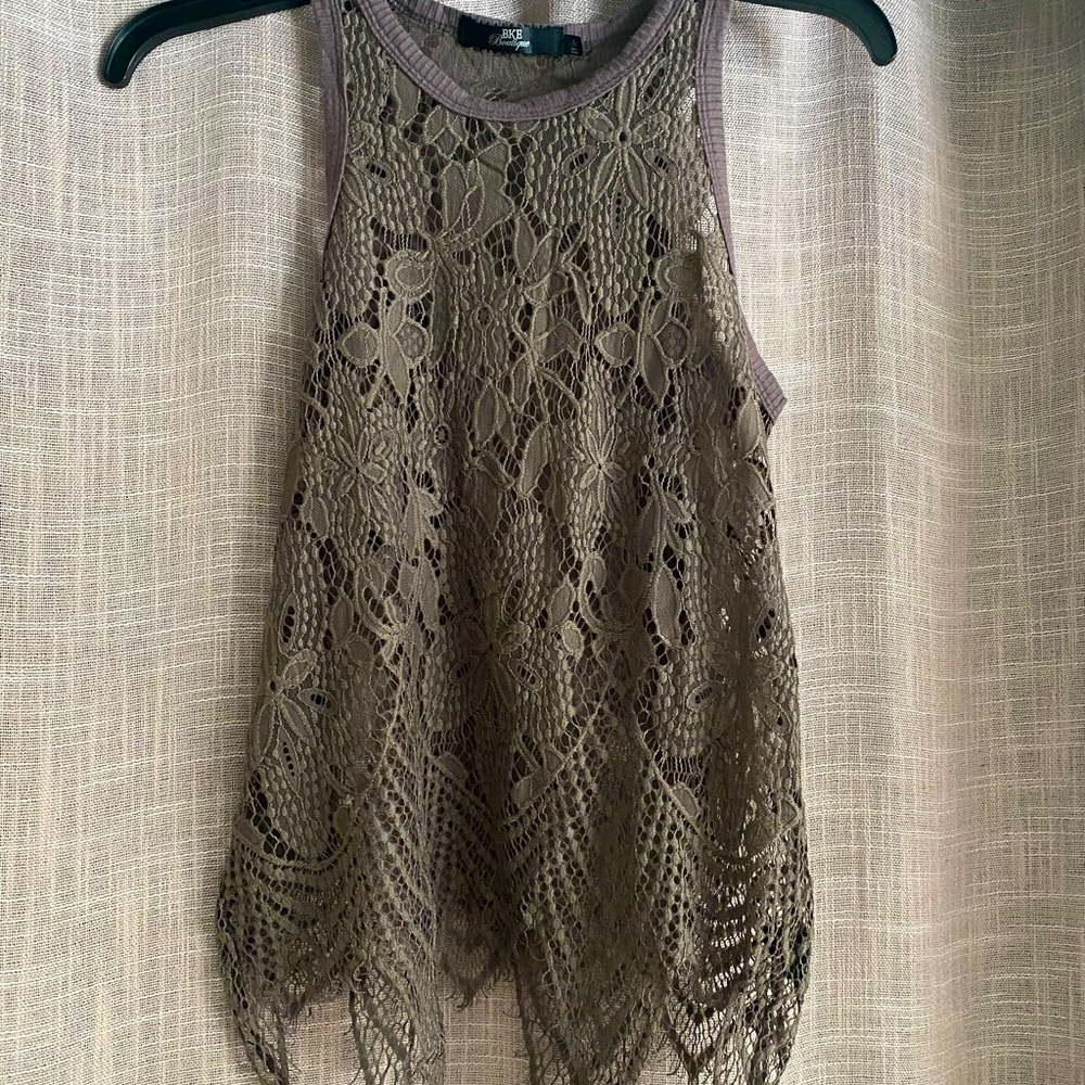 BKE Boutique lace racerback tank